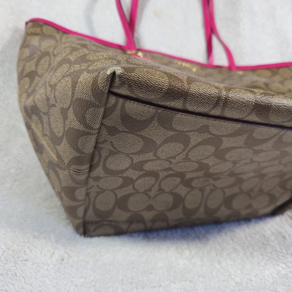 Coach Signature Luxury F34104 Leather Tote Khaki/Carol - Picture 3 of 16